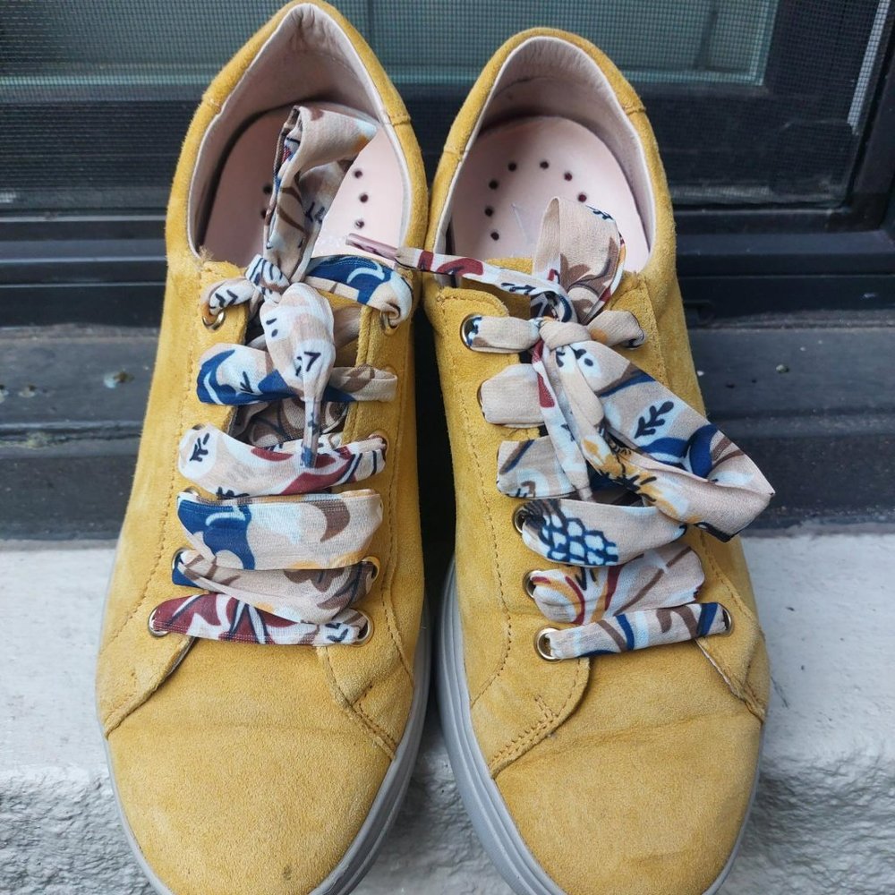 Yellow Mephisto Suede Shoes